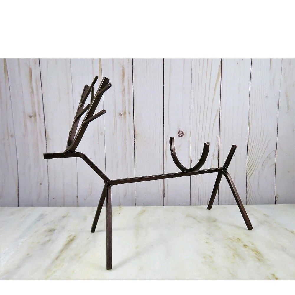Metal Reindeer Wine Bottle Holder Bronze Finish